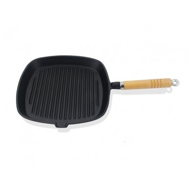 Fissman Kvadratinė Keptuvė grill 25x4 cm su medine rankena  (ketаus)